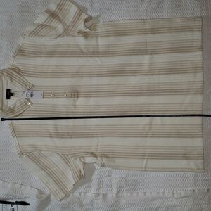 Express Beige Striped Casual Shirt
